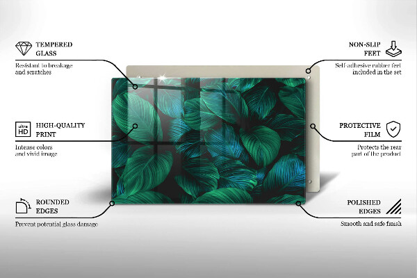 Kalené sklo za sporák Listy džungle