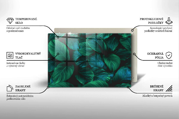 Kalené sklo za sporák Listy džungle