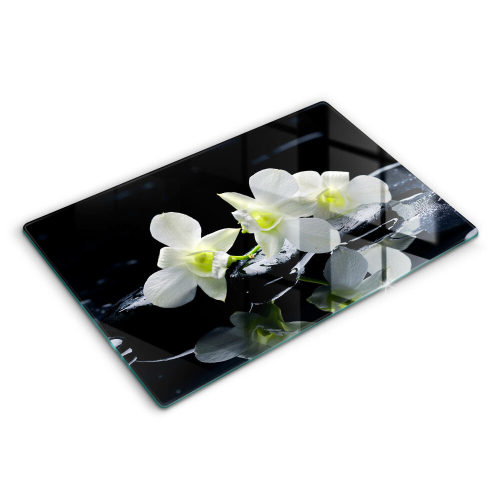 Sklo za varnú dosku Biele kvety v zenovej vode