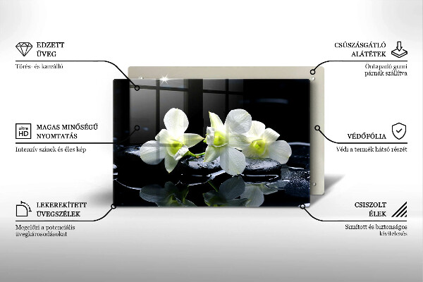 Sklo za varnú dosku Biele kvety v zenovej vode