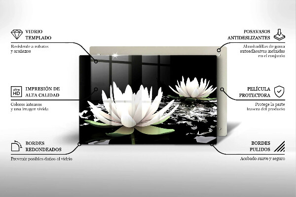 Sklo za varnú dosku Biele ľalie na vode