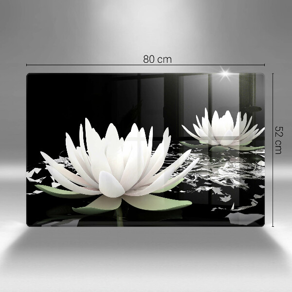 Sklo za varnú dosku Biele ľalie na vode