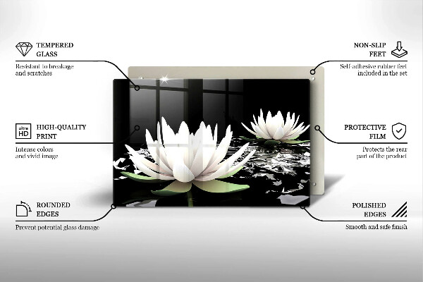 Sklo za varnú dosku Biele ľalie na vode