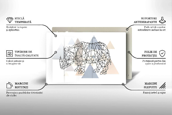 Sklo za varnú dosku Line art nosorožca