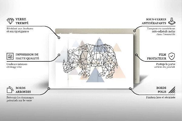 Sklo za varnú dosku Line art nosorožca