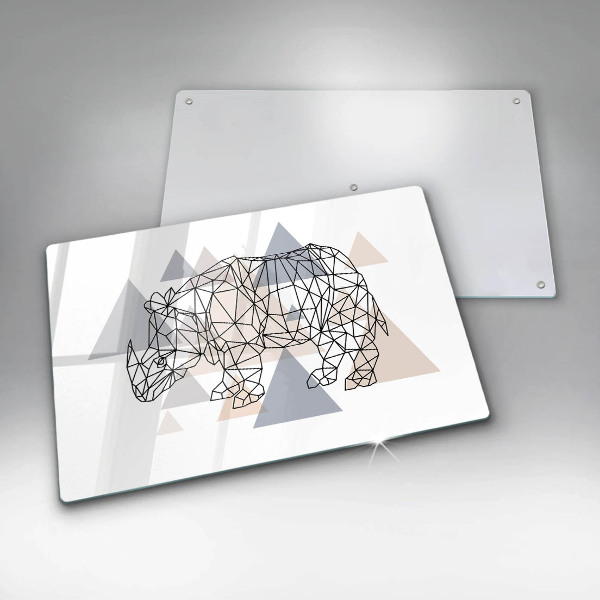 Sklo za varnú dosku Line art nosorožca