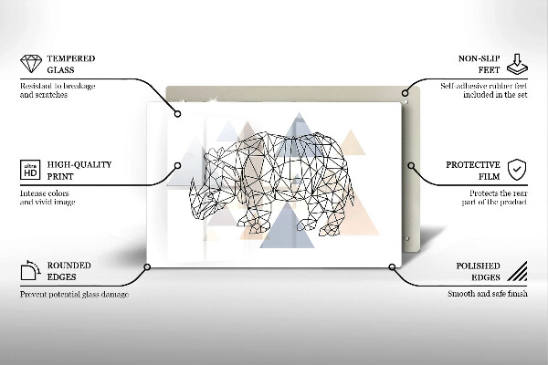 Sklo za varnú dosku Line art nosorožca