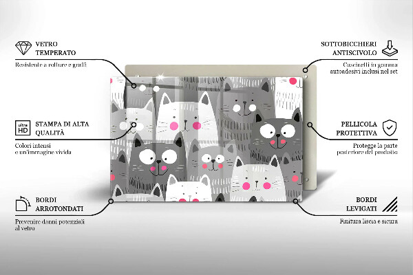 Kalené sklo za sporák Ilustrácie mačky