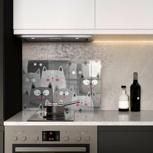 Kalené sklo za sporák Ilustrácie mačky