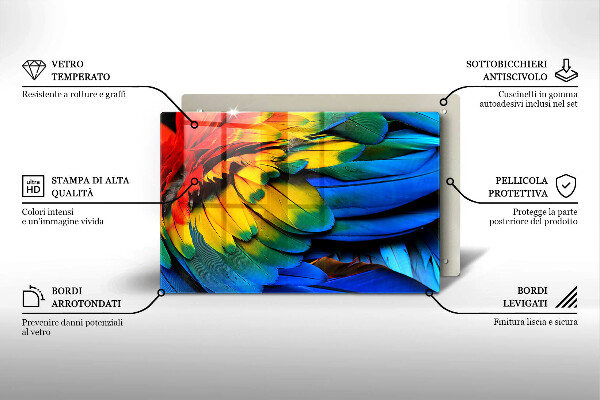 Kalené sklo za sporák Farebné papagájové perie