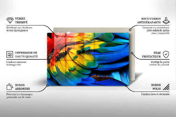 Kalené sklo za sporák Farebné papagájové perie