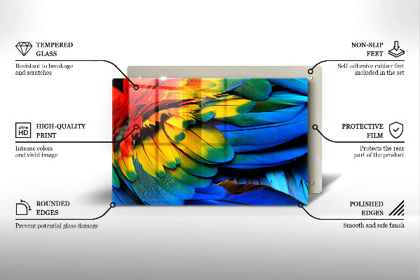 Kalené sklo za sporák Farebné papagájové perie