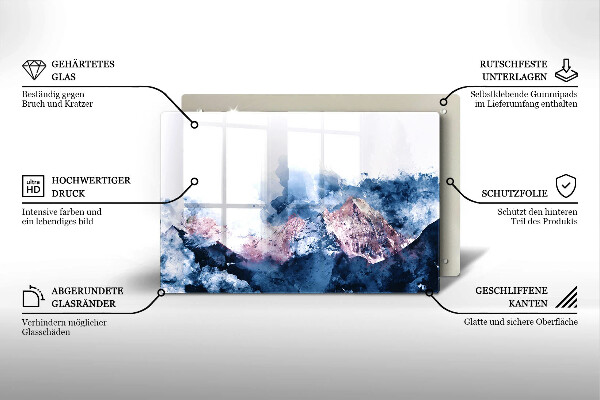 Krycia doska na sporák Abstraktné maľované hory