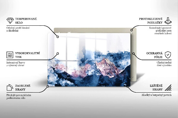 Krycia doska na sporák Abstraktné maľované hory