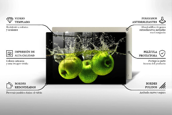 Kryt na indukčnú dosku Zelené jablká a voda