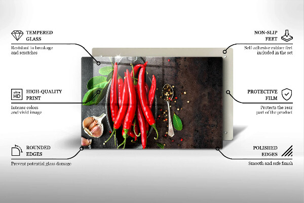 Kryt na indukčnú dosku Červené chilli papričky