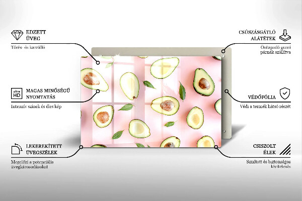 Kalené sklo za sporák Avokádový vzor