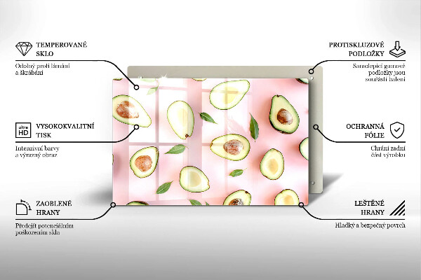 Kalené sklo za sporák Avokádový vzor