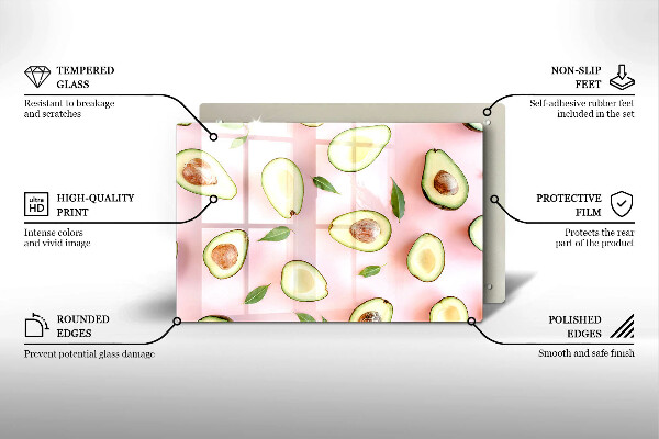 Kalené sklo za sporák Avokádový vzor