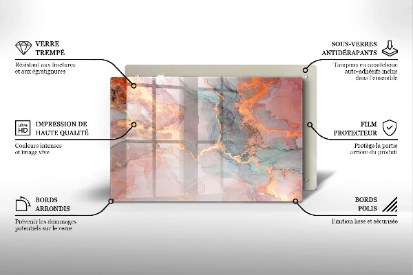 Kalené sklo za sporák Mramor so zlatom