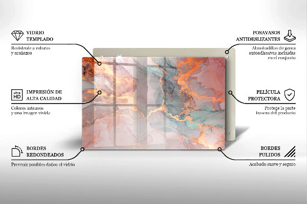 Kalené sklo za sporák Mramor so zlatom