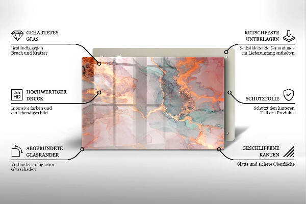 Kalené sklo za sporák Mramor so zlatom