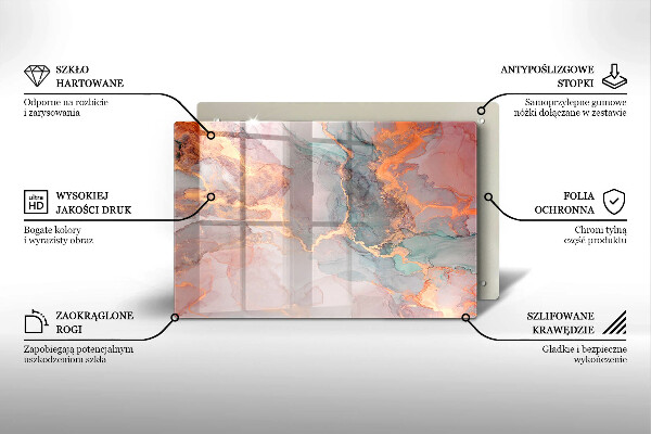 Kalené sklo za sporák Mramor so zlatom