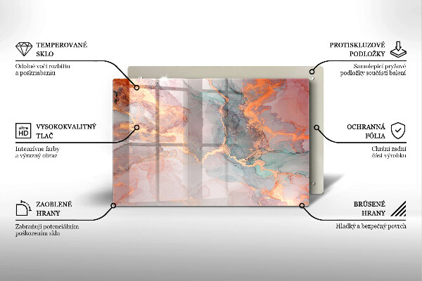 Kalené sklo za sporák Mramor so zlatom