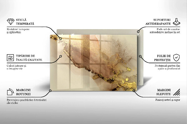 Kalené sklo za sporák Zlatá abstrakcia
