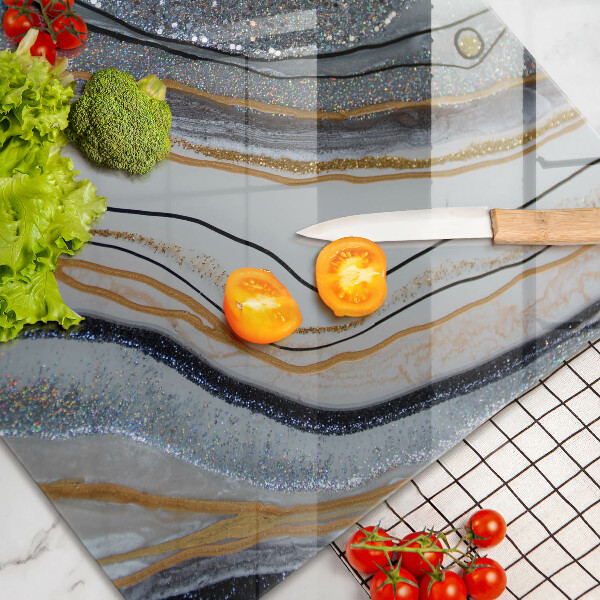 Kalené sklo za sporák skala so zlatom