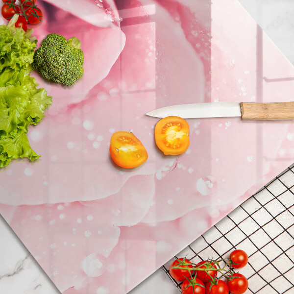 Kalené sklo za sporák Kvapky rosy a kvet ruže