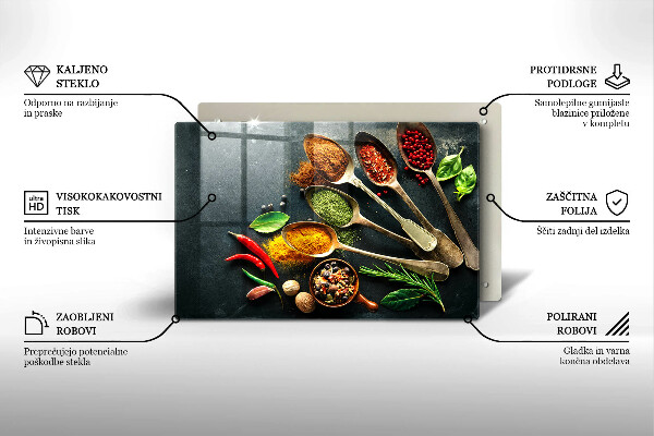 Kalené sklo za sporák Kuchynské lyžice korenia