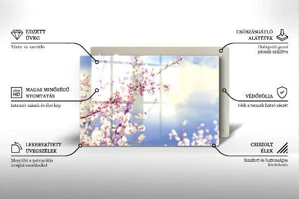 Kalené sklo za sporák Kvitnúci strom