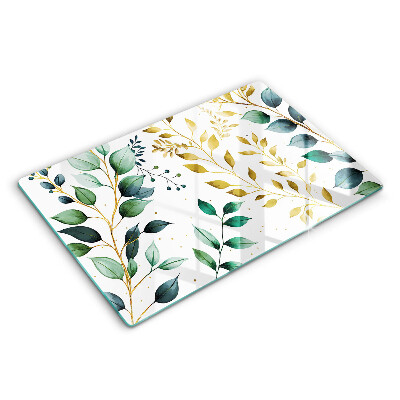 Krycia doska na sporák Zelené a zlaté listy