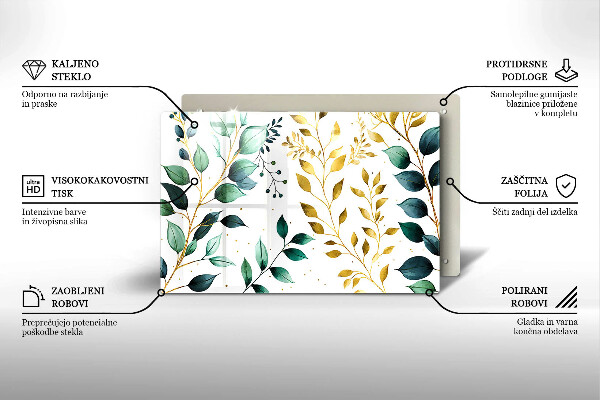 Krycia doska na sporák Zelené a zlaté listy