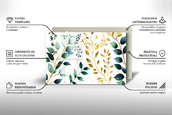 Krycia doska na sporák Zelené a zlaté listy