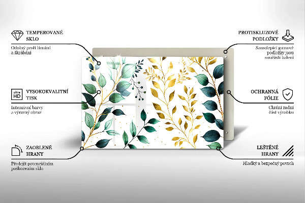 Krycia doska na sporák Zelené a zlaté listy