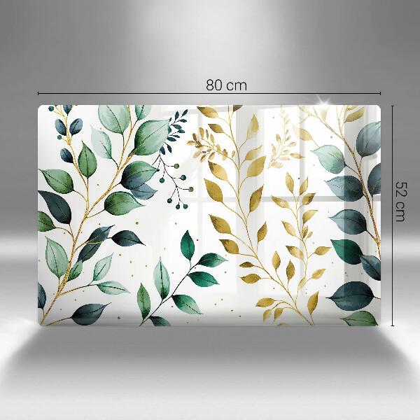Krycia doska na sporák Zelené a zlaté listy