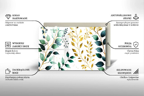 Krycia doska na sporák Zelené a zlaté listy