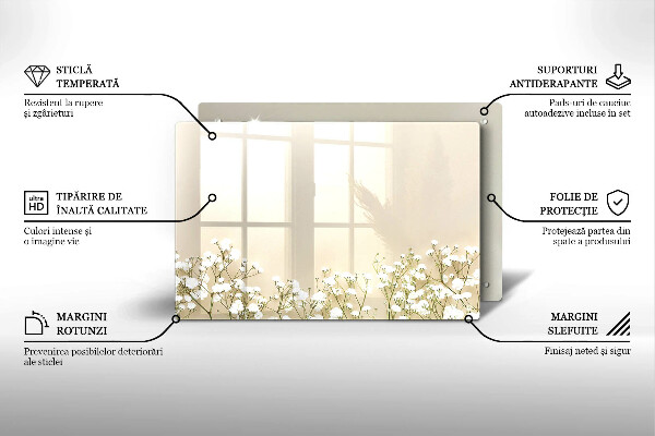 Sklo za varnú dosku Sadrové boho kvety