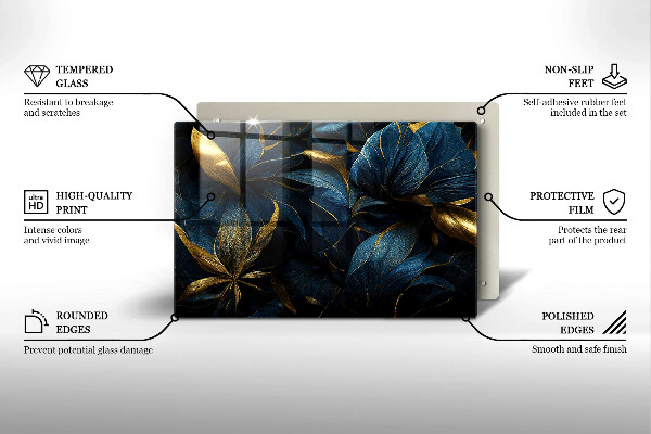 Sklo za varnú dosku Ozdobné listy so zlatom