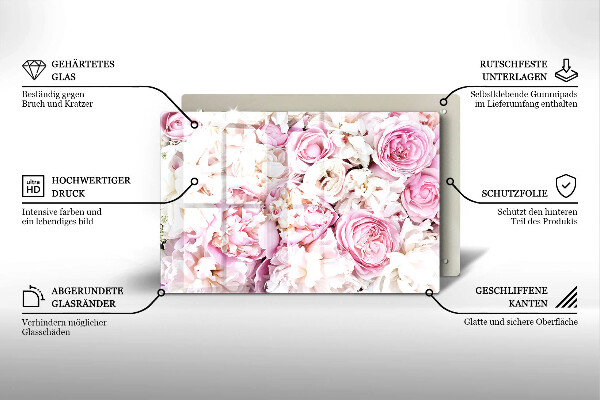 Sklo za varnú dosku Pivoňková kytica