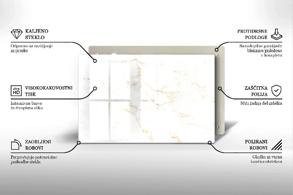 Sklo za varnú dosku Elegantný mramorový kameň