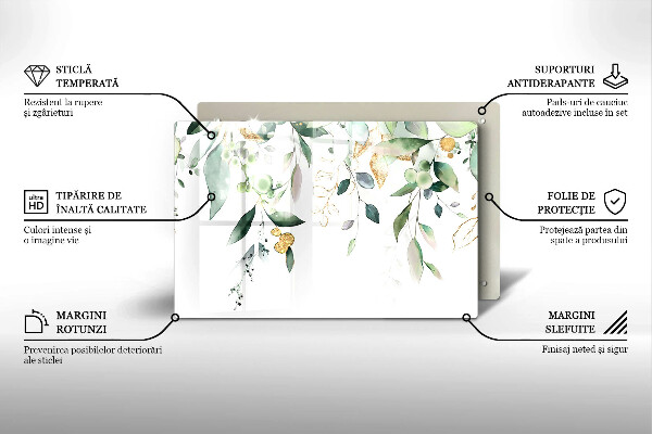 Kalené sklo za sporák Akvarelové listy