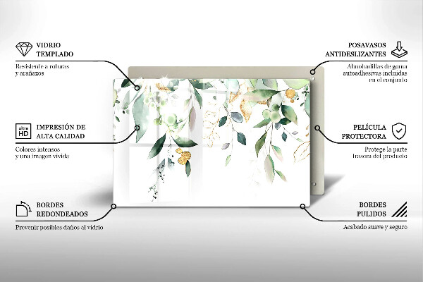 Kalené sklo za sporák Akvarelové listy