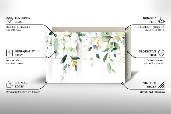 Kalené sklo za sporák Akvarelové listy