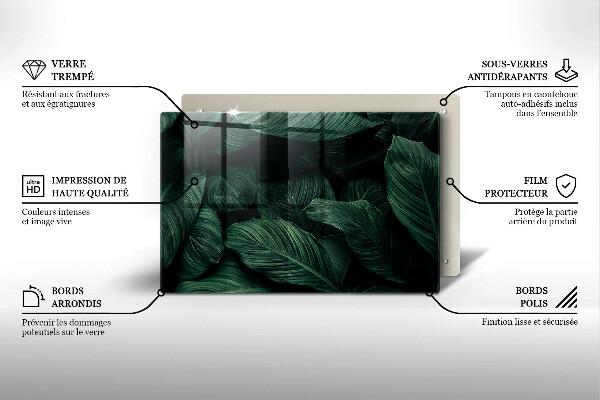 Kalené sklo za sporák Tmavé listy