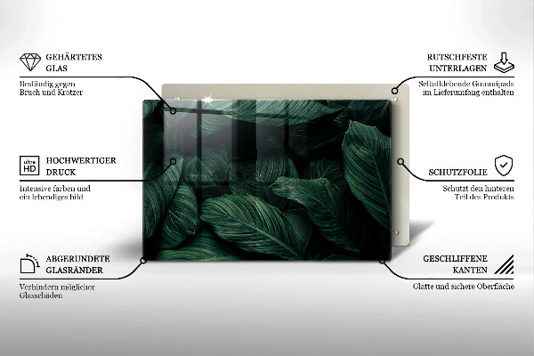 Kalené sklo za sporák Tmavé listy