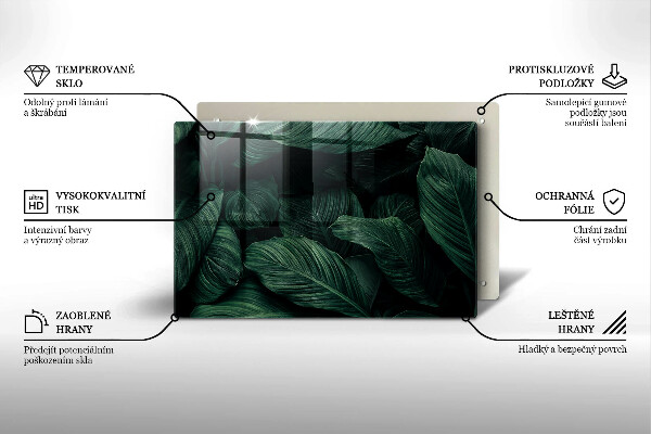 Kalené sklo za sporák Tmavé listy