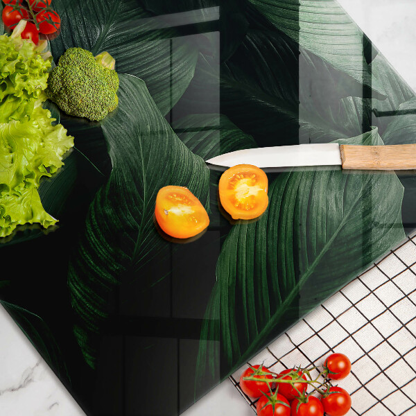 Kalené sklo za sporák Tmavé listy